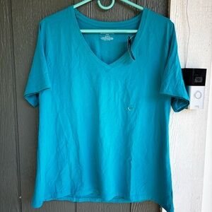 Lane Bryant V-Neck Tee Aqua Blue Size 14/16 NWT